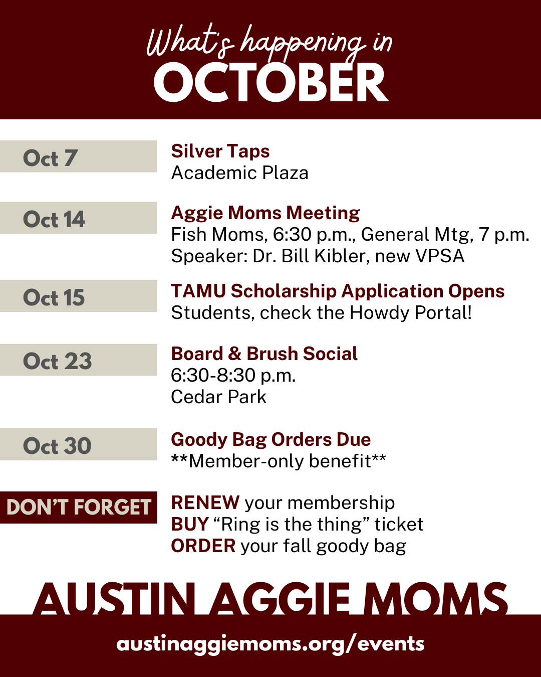 October calendar